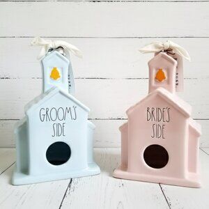 [Rae Dunn] 💍 Blue and Pink Wedding Themed Birdhouses, New